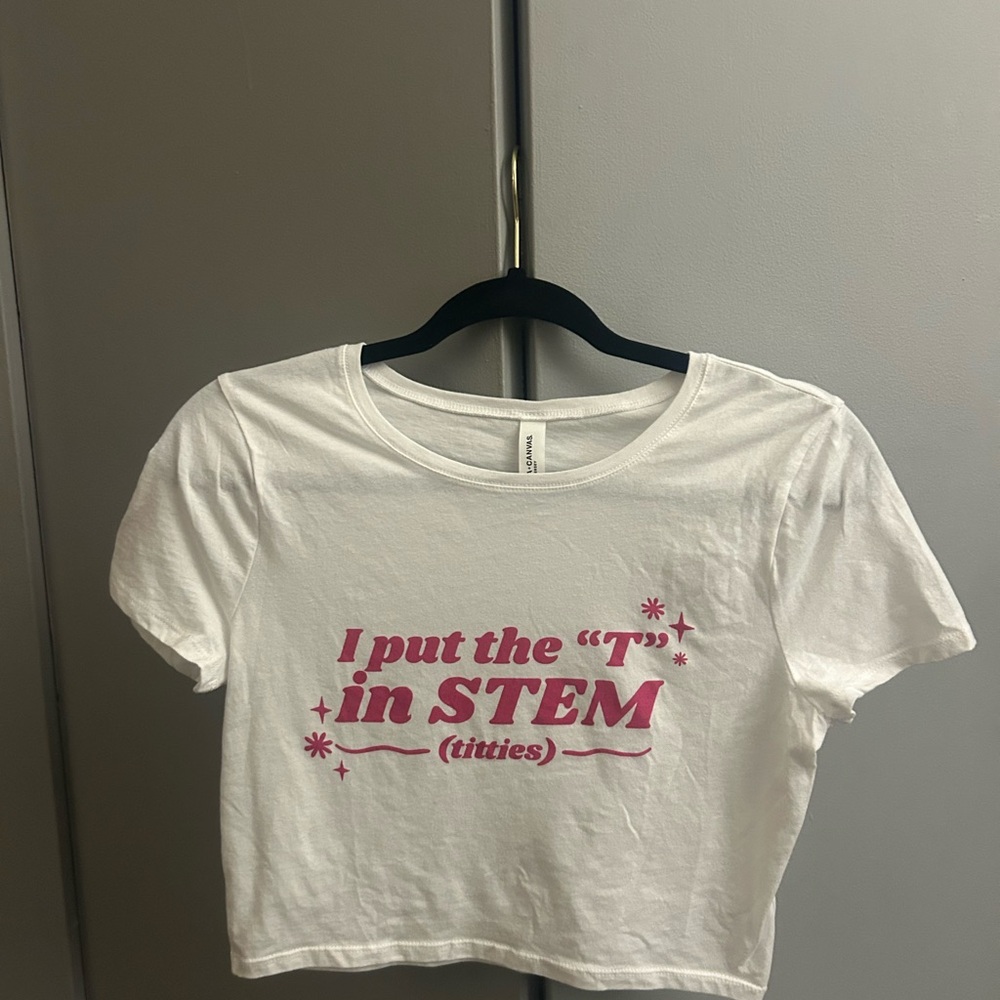 White Graphic Crop Top